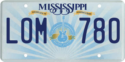 MS license plate LOM780