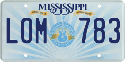 MS license plate LOM783