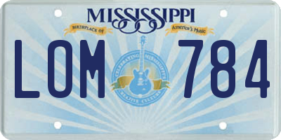 MS license plate LOM784