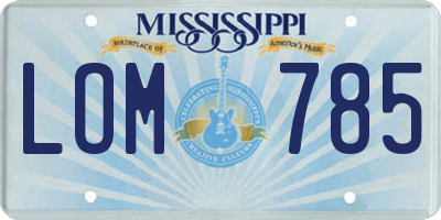 MS license plate LOM785