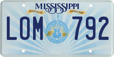 MS license plate LOM792