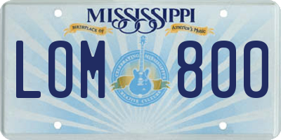 MS license plate LOM800