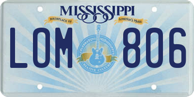 MS license plate LOM806