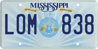 MS license plate LOM838