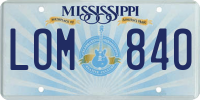 MS license plate LOM840