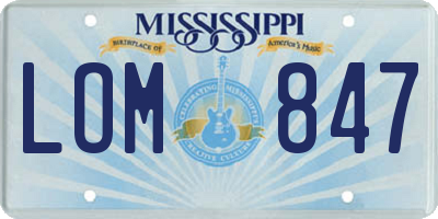 MS license plate LOM847