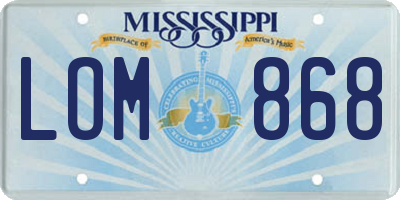 MS license plate LOM868