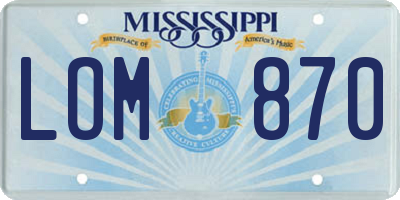 MS license plate LOM870
