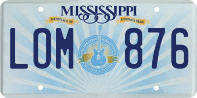 MS license plate LOM876