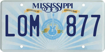 MS license plate LOM877