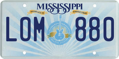 MS license plate LOM880