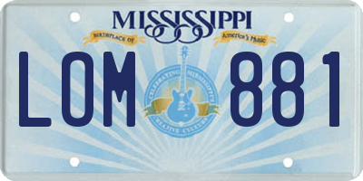 MS license plate LOM881