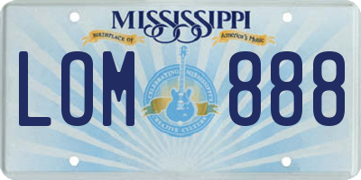 MS license plate LOM888