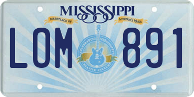 MS license plate LOM891