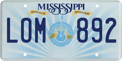MS license plate LOM892