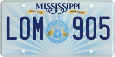 MS license plate LOM905