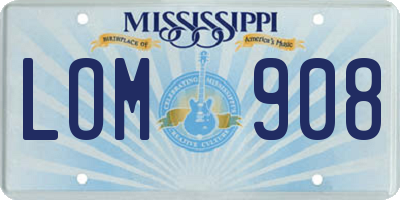 MS license plate LOM908