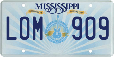 MS license plate LOM909