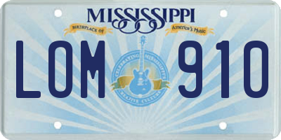 MS license plate LOM910