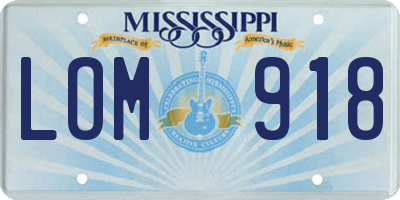 MS license plate LOM918