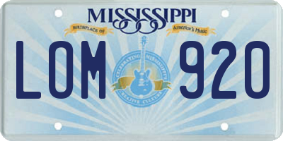MS license plate LOM920