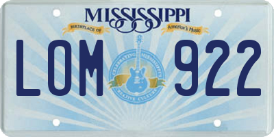 MS license plate LOM922