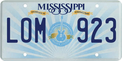 MS license plate LOM923