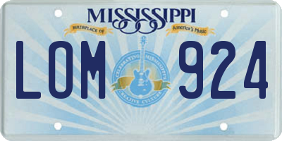 MS license plate LOM924