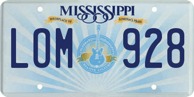MS license plate LOM928