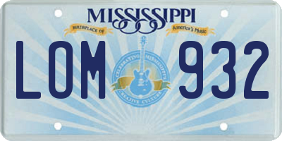 MS license plate LOM932