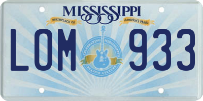 MS license plate LOM933
