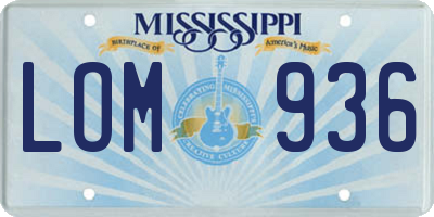 MS license plate LOM936
