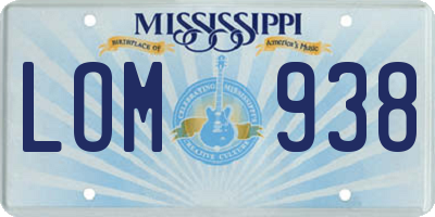 MS license plate LOM938