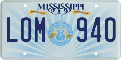 MS license plate LOM940