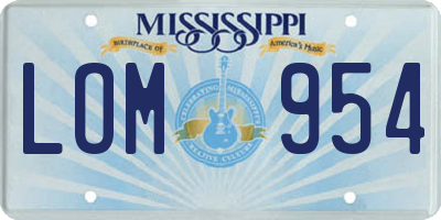 MS license plate LOM954