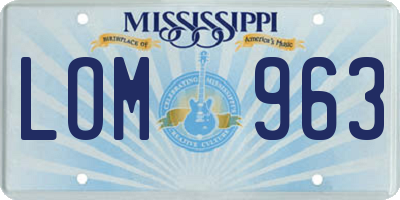 MS license plate LOM963