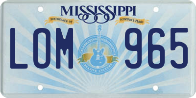 MS license plate LOM965