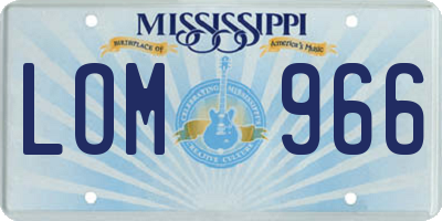 MS license plate LOM966