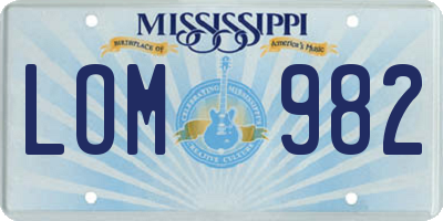 MS license plate LOM982