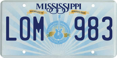 MS license plate LOM983
