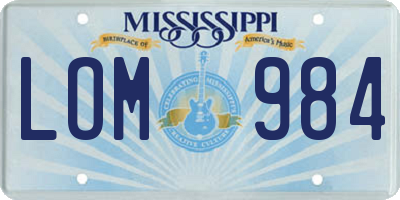 MS license plate LOM984