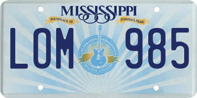MS license plate LOM985
