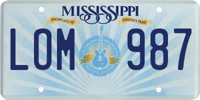 MS license plate LOM987
