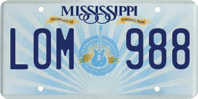MS license plate LOM988