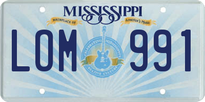 MS license plate LOM991