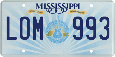 MS license plate LOM993