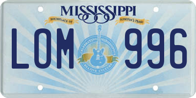 MS license plate LOM996