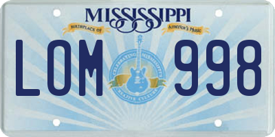 MS license plate LOM998