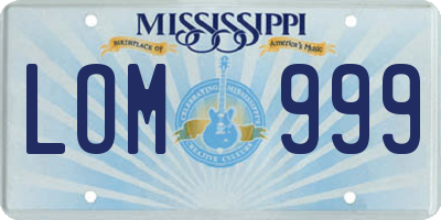 MS license plate LOM999
