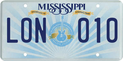 MS license plate LON010